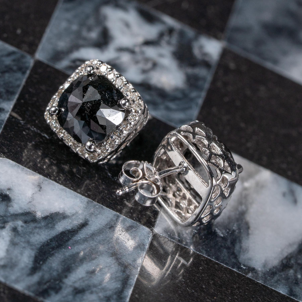 N/A 14K 5.00 CTW Black Diamond Earrings